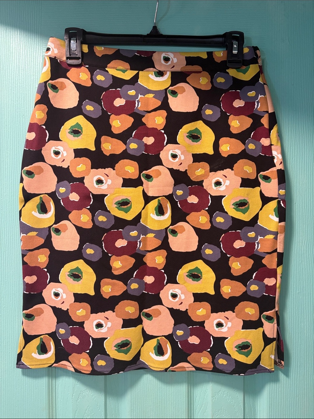 Modcloth Black Floral Abstract Pencil Skirt